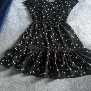 Passport Black Dress with Floral Print